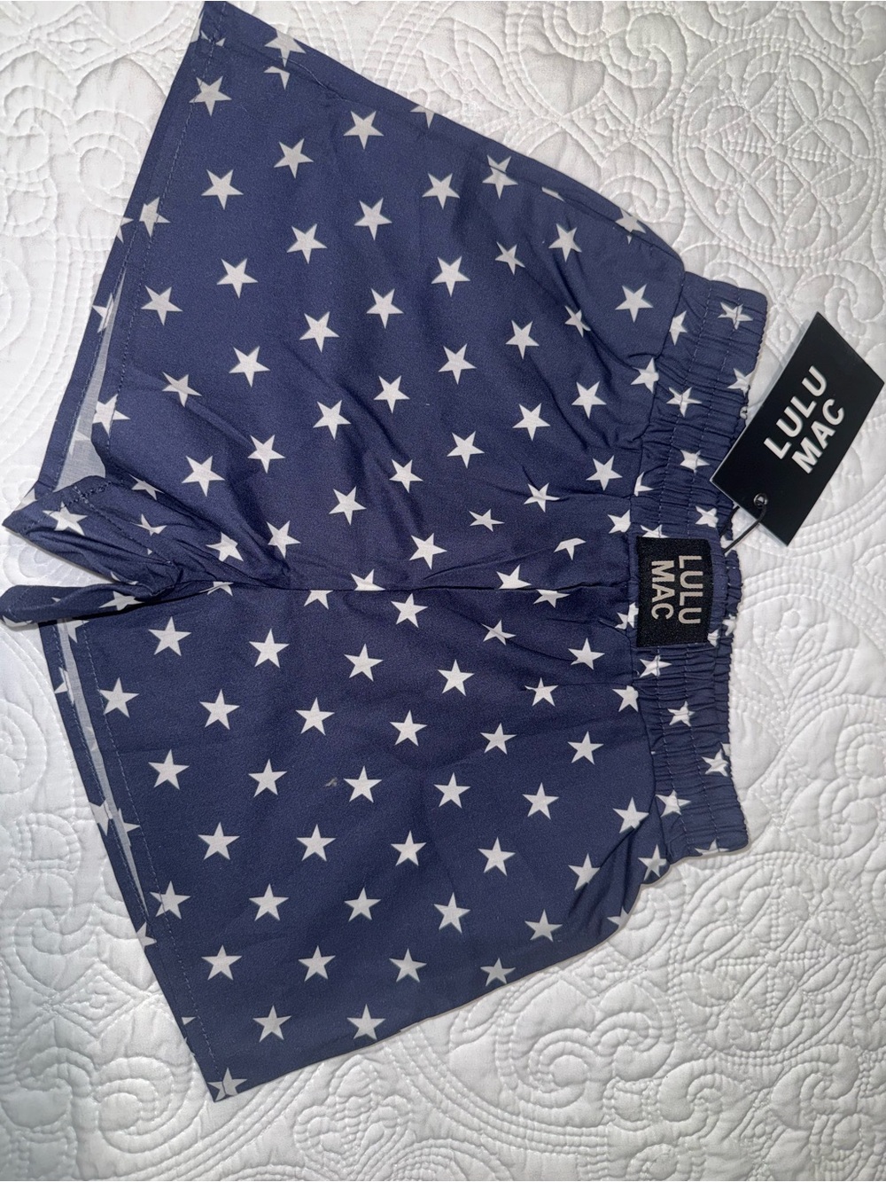 Navy Star Print Casual Kids Shorts